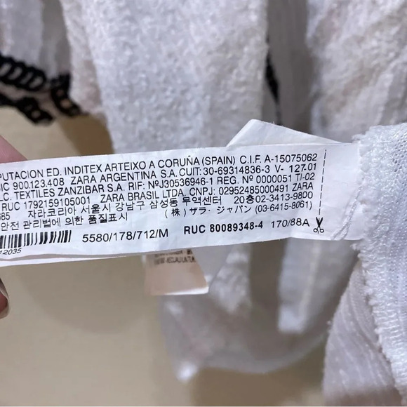 ZARA White Boho Blouse Cords Tassels Cotton Size Medium - Picture 6 of 9